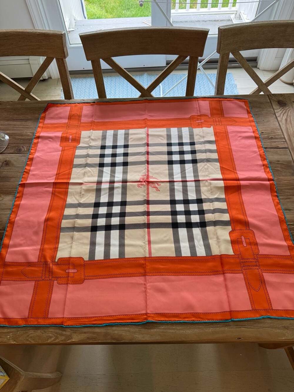 Burberry Vintage Equestrian Check Silk Scarf